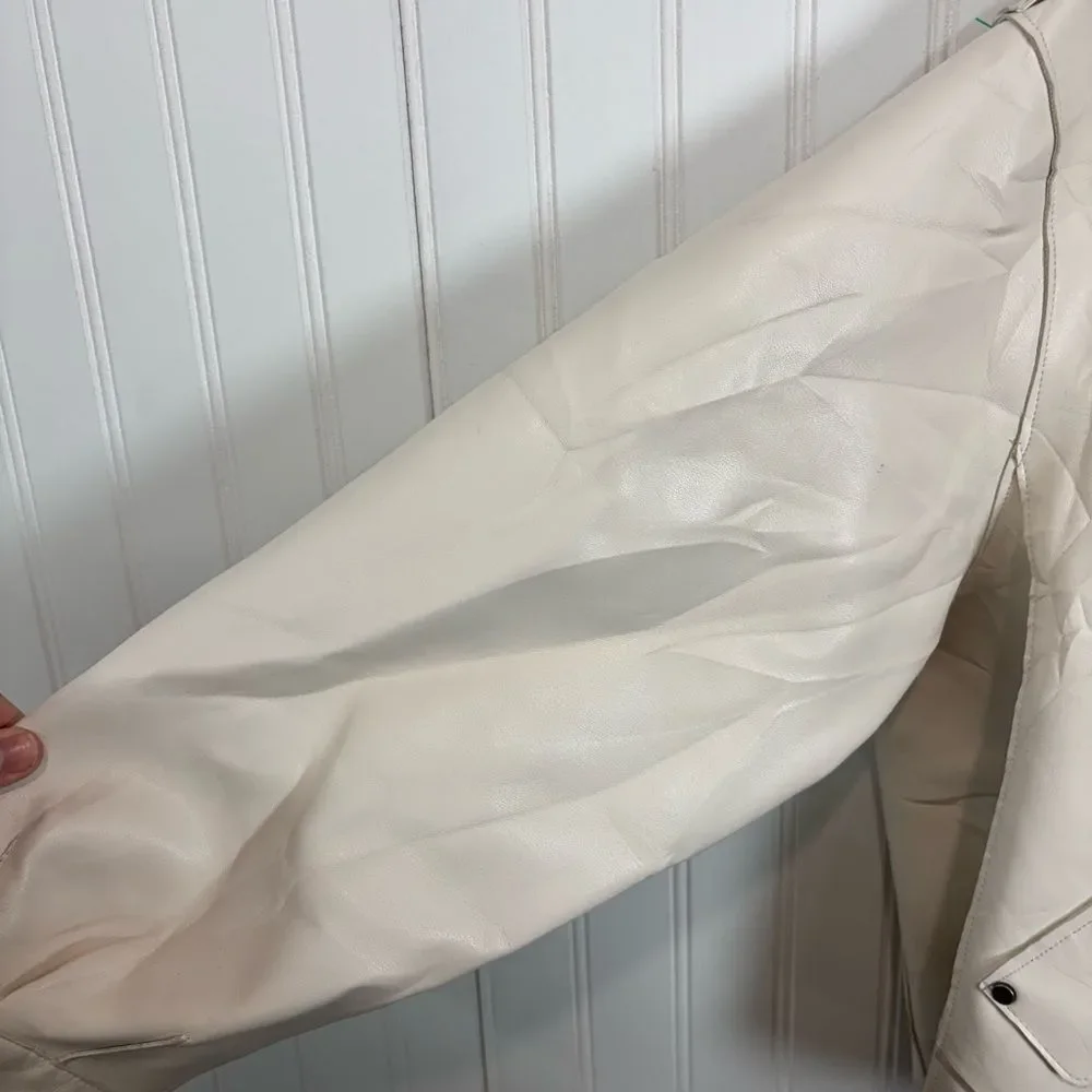 We The Free Alexis vegan faux leather Off-White Double-Breasted cropped jacket